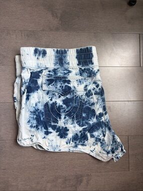 True Religion Tie-Dye Blue and White Jean Shorts